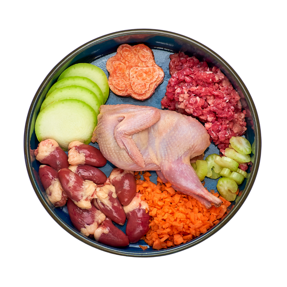6 x Huhn mit Gemüse & Obst