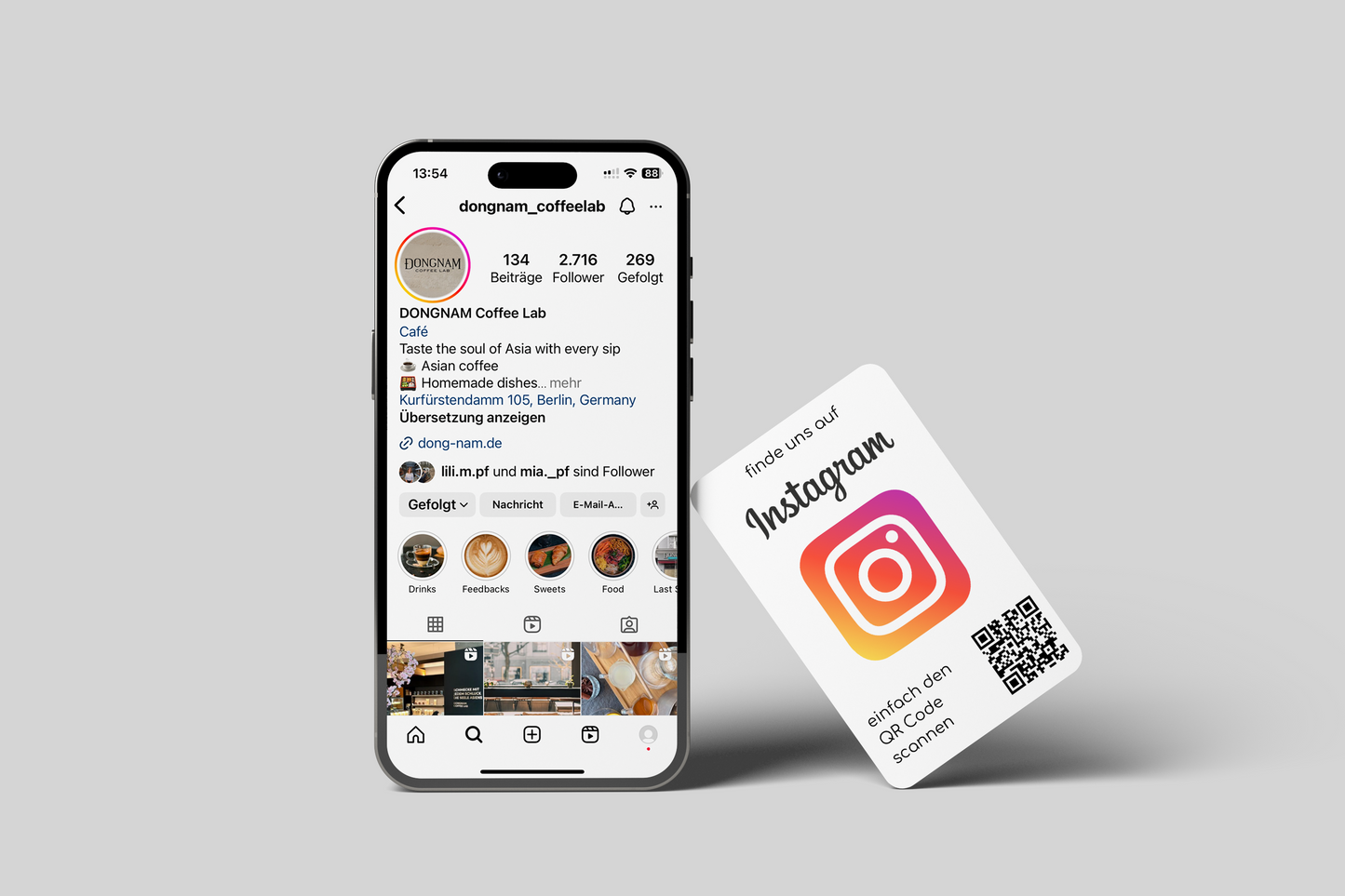 Mehr Instagram Follower mit NFC Karte und QR Code